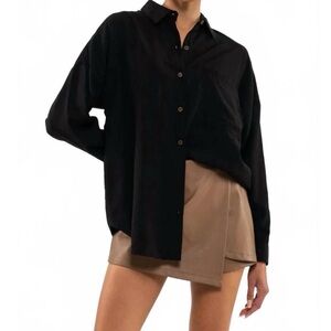 Blu Pepper Black Cord Oversized Shirt Shacket XL